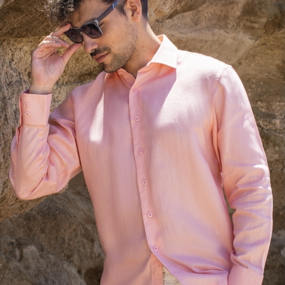 Ermenegildo Zegna Other - Men Ermenegildo Zegna Light Salmon Pink Dress Shirt Luxury For Less!